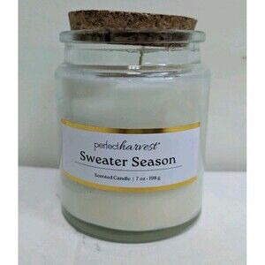 NEW Perfect Harvest 7 Oz Candle Sweater Season Scented Fall Autumn Single Wick